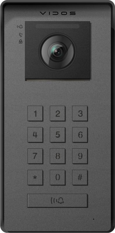 Panel i jashtëm interfonik Vidos IPX S100, kamerë Full HD, tastierë me PIN, gri