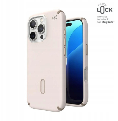 Kapak telefoni Speck Presidio2 Pro MagSafe iPhone 16 Pro, ClickLock, Bleached Bone Heirloom Gold