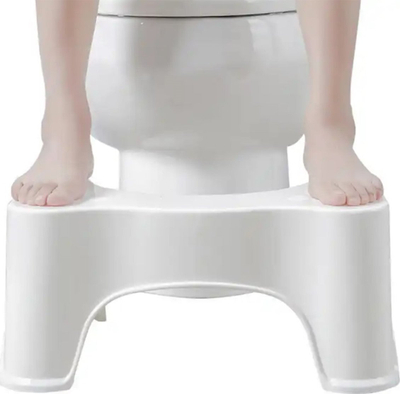 Stol ergonomik për WC, plastikë e fortë, për të rritur dhe kalamaj, i bardhë