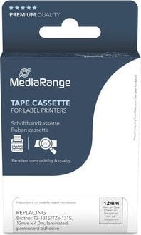 Kasetë etiketime MediaRange MRBTZ131S, 12mm, 4m, e bardhë me tekst të zi