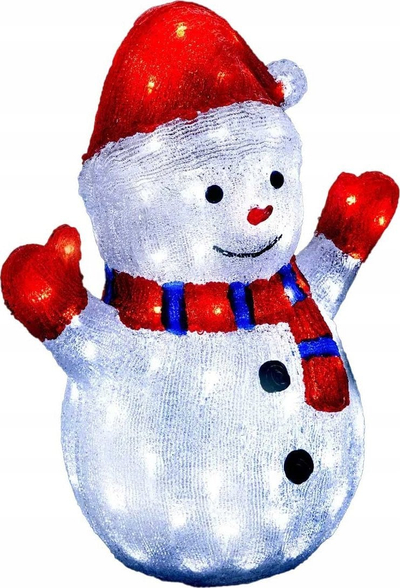 Dekor bore Luminous Snowman Feeric Christmas, 90 LED, solar, 48 cm, i bardhë