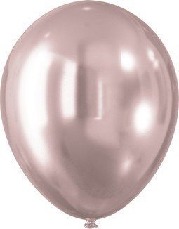 Balona dekorative rozë me efekt krom, 30cm, set 5 copë