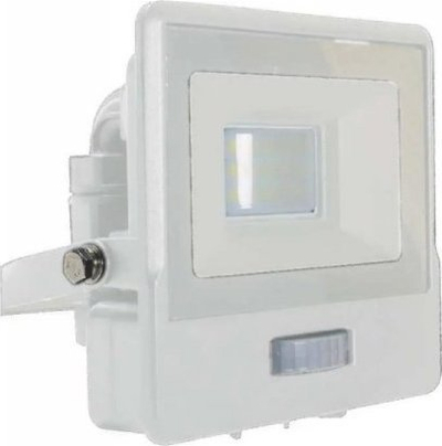 Reflektor LED V-TAC 10W Slim me sensor lëvizjeje, 4000K, IP65, i bardhë