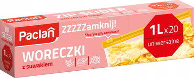 Кеси со затворање со патент Paclan, 1L, сет 15 парчиња, проѕирни