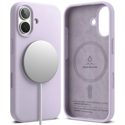 Mbrojtëse telefoni Ringke Silicone Magnetic MagSafe për iPhone 17, silikon, përputhet me MagSafe, vjollcë
