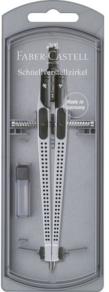 Busullë Faber-Castell Grip Quick-Set, për rrathë deri në 39 cm, metalike, ngjyrë argjendi