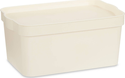 Kuti plastike me kapak për mbajtje gjerash, 7.5L, 21.5 x 14.5 x 32 cm, ngjyrë krem