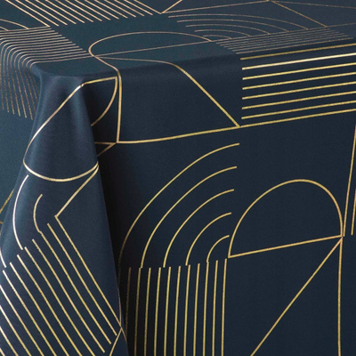 Mbulesë tavoline Douceur d'intérieur Navy Blue Gold Geometric, 150x240 cm, poliestër, blu e errët
