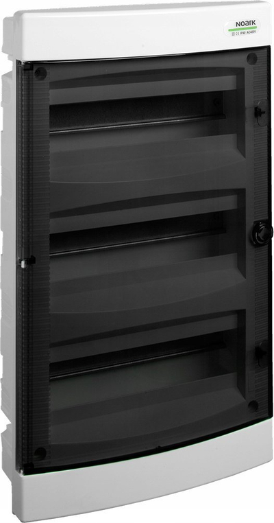 Kuti shpërndarëse flush Noark PNF 36T, 3x12 module, IP40, e bardhë me derë të errët