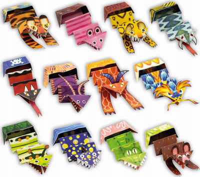 Set origami për kalamaj Ludattica Jumping Animals, 12 figura, shumëngjyrësh