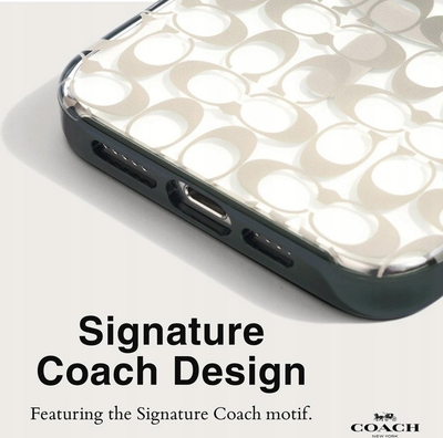 Kapak telefoni Coach Signature C Ombre MagSafe, për iPhone 15 Pro Max, transparent