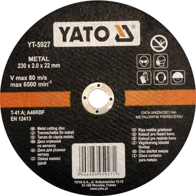 Disk prerës i metaleve Yato (YT-5927), 230 x 2 x 22 mm