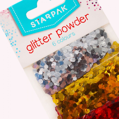 Pluhur xixëllimash Starpak Glitter Powder, 6 ngjyra, 2 g, shumëngjyrësh