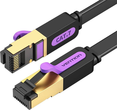 Kabllo rrjeti Vention Flat Cat.7, 8m, RJ45, e zezë