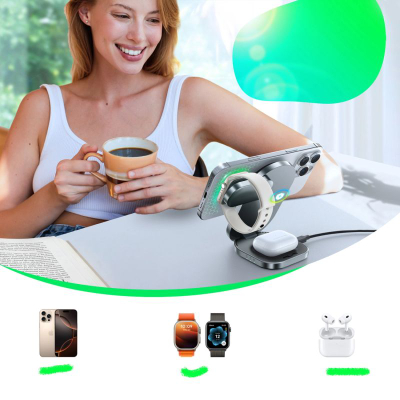 Karikues pa tela Joyroom JR-W17, 3 në 1, 15W, i zi