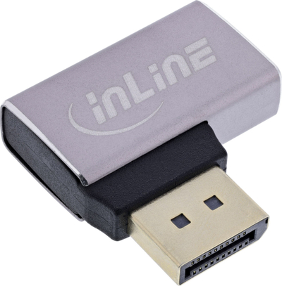 Адаптер ДисплејПорт InLine 1.4, 90° лево, 8K UHD, црн