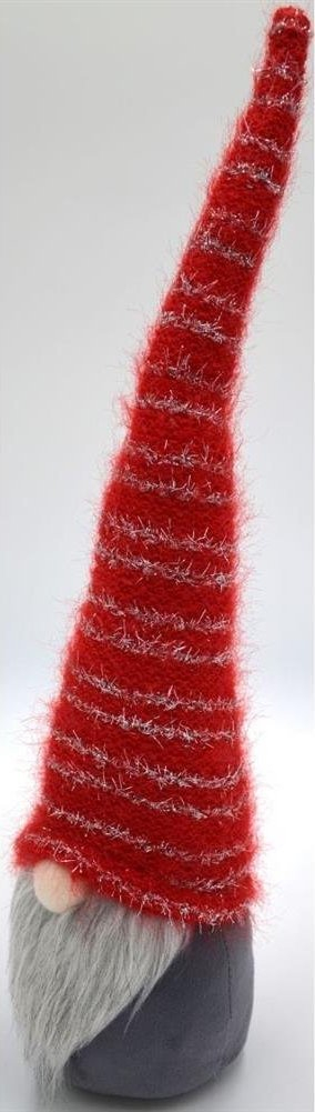 Декоративна фигура за Божиќ Saska Christmas Gnome, со долга црвена капа, LED светлечки нос