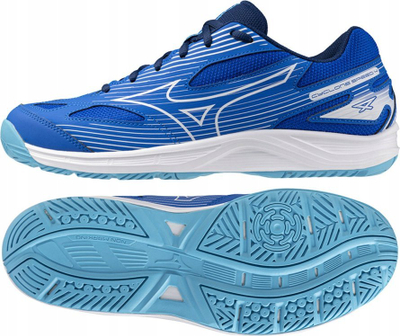 Atlete për në sallë Mizuno Cyclone Speed 4 V1GA2380, taban që s’lë shenjë, me amortizim, blu