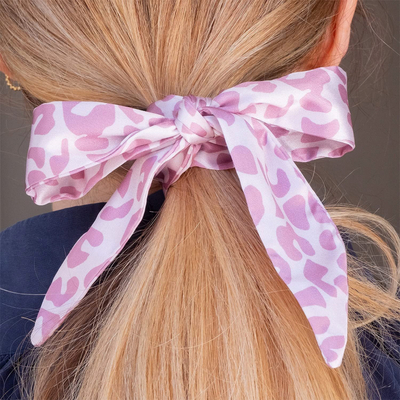 Lidhëse flokësh Invisibobble Wrapstar, spirale me fjongo, leopard roz rozë