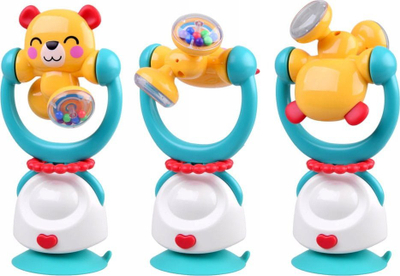 Lodër rrotulluese Hola Toys me vakuum, me zile, arush i verdhë