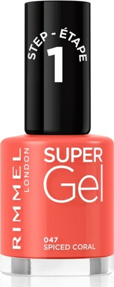 Лак за нокти Rimmel Super Gel, Spiced Coral, ефект на гел, висока издржливост