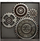 Orë muri atmosferike Gears, 58x57 cm, stil industrial, gri me të zezë