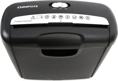 Shkatërrues letrash Omega ONP601S P-1, 6 fletë, kosh 7L, i zi