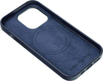 Mbrojtëse telefoni Silicone Leather Mag, për iPhone 12 Pro Max, MagSafe, blu
