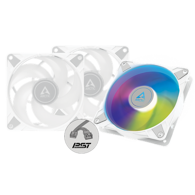 Ventilator 120 mm ARCTIC P12 PWM PST A-RGB White – LED A-RGB, 0 dB Mode, 4-pin PWM, PST