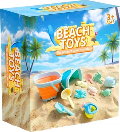 Set lodrash rëre Sand Toy Set, kovë që paloset, 11 pjesë, ngjyrë turkeze