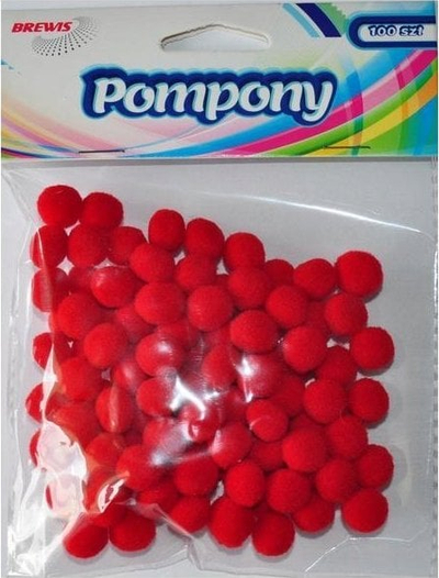 Pompone dekorative Brewis, 10 mm, 100 copa, të kuqe