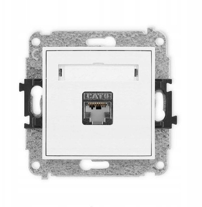 Prizë rrjeti RJ45 CAT6, modul muri, një portë, e bardhë