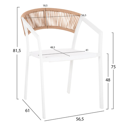 Kolltuk alumini Miri 57x63x82Hcm (HM5891.22), bardhë/ bezhë