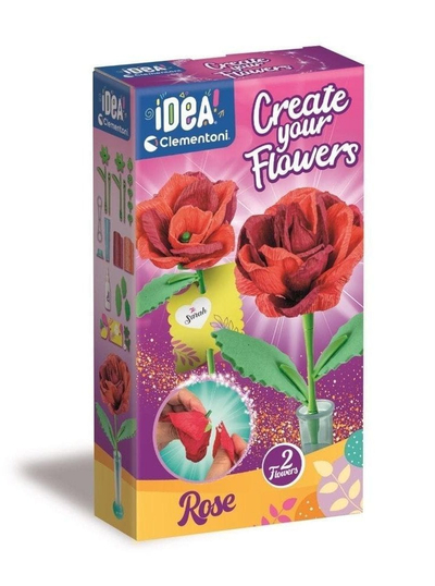 Set kreativ për fëmijë Clementoni Mini Flower Factory Rose, 2 lule dekorative, 7+