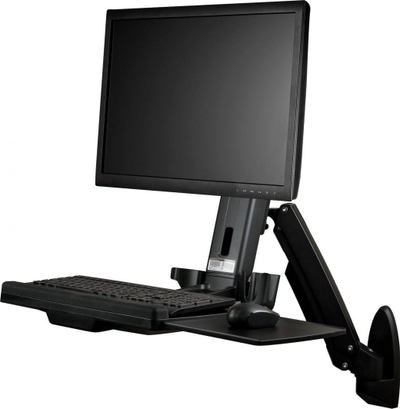 Tavolinë pune murale StarTech.com Wall Mount Workstation, krah artikulues monitori 34", tabaka tastiere dhe mausi, e zezë