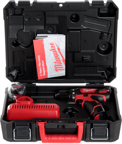 Kaçavidë elektrike Milwaukee M12 4933441915, 12V, bateri 2.0Ah, e kuqe me të zezë
