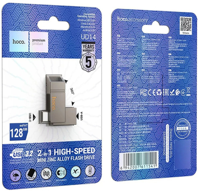USB Hoco UD14, 128GB, USB 3.2, gri