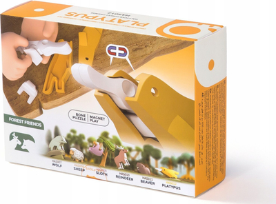 Lodër edukative HalfToys Platypus HAS012, puzzle skeleti, magnetike, e verdhë