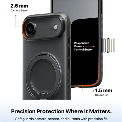 Mbulesë telefoni Torras Ostand R Fitness Series për iPhone 17 Pro, TPU dhe polikarbonat, me unazë fleksibile, e zezë