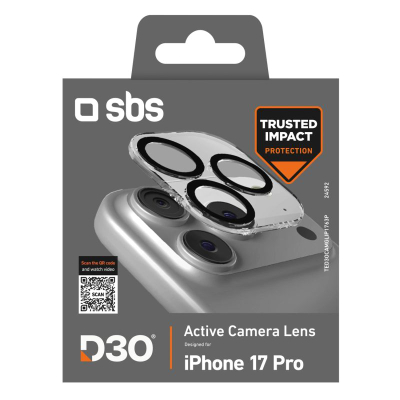 Qelq mbrojtës kamere SBS Camera Glass për Apple iPhone 17 Pro, xham i temperuar, 1 copë, transparent