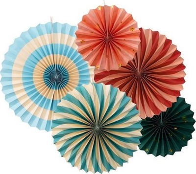 Rozeta për zbukurim PartyDeco Circus, letër, 26-43cm, set me 5 copë, shumëngjyrëshe