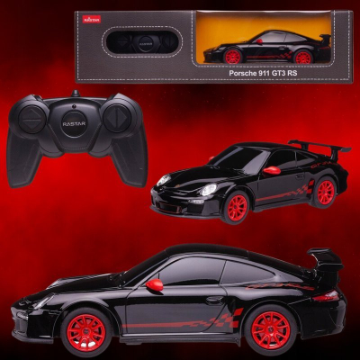 Makinë lodër me telekomandë Rastar Porsche 911 GT3 RS, shkalla 1:24, me drita, e zezë