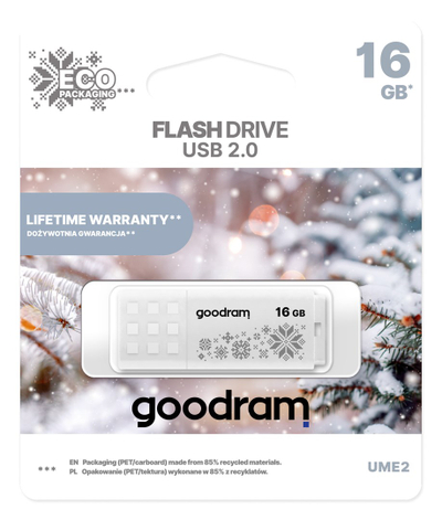 USB GoodRAM UME2 Winter, 16GB, USB 2.0, e bardhë