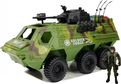 Set lodër ushtarake Leantoys Military Vehicle, makinë me ushtar dhe helmetë, jeshile kamuflazh