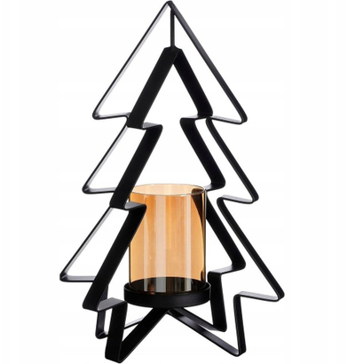 Mbajtës qiriu metalik MICA Christmas Tree 15474547, 31.5cm, dekor Krishtlindjesh, metalik