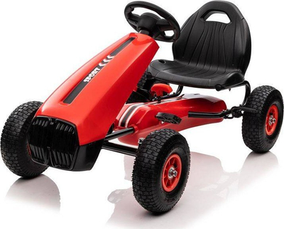 Go kart me pedale për kalamoj G208, sedilje që rregullohet, fren me dorë, i kuq