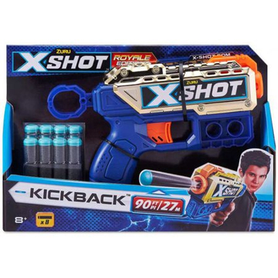 Pistoletë lodër Zuru X-Shot Kickback Royale Edition, shigjeta shkumë, distancë 27m, blu