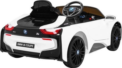 Makina elektrike për fëmijë BMW i8 Coupe, 12V, me telekomandë, e bardhë