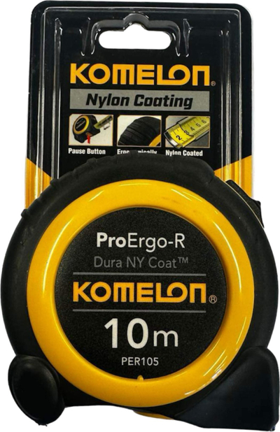 Metër matëse Komelon ProErgo R, 10 m, 25 mm, e verdhë me të zezë