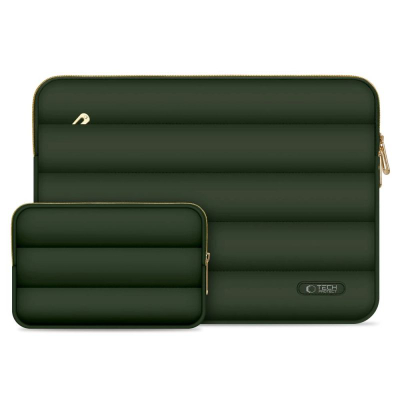 Çantë mbrojtëse laptopi Tech-Protect Puffy, 15-16", me xhep për aksesorë, jeshile army